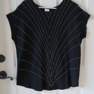 Chic Black Women's Blouse with Silver Accents